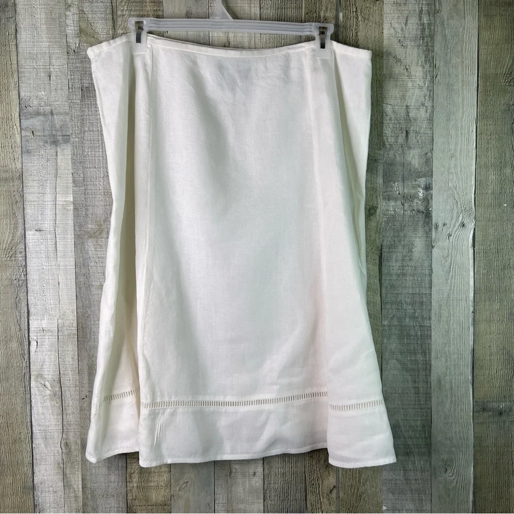 Talbots Size 20 100% Linen Cream Color Lined Skirt Hook & Eye & Zipper Closure